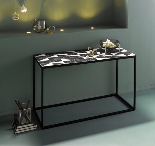 INOSIGN Sidetable Steph mooie zwarte, metalen poten en mozaïeken tafelblad