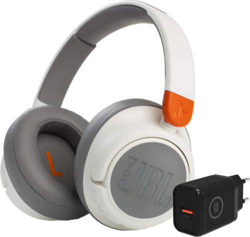 JBL JR460NC Wit + BlueBuilt Quick Charge Oplader met Usb A Poort