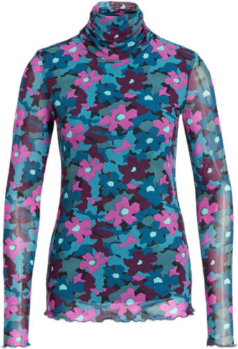 anytime mesh top met col bloemen print