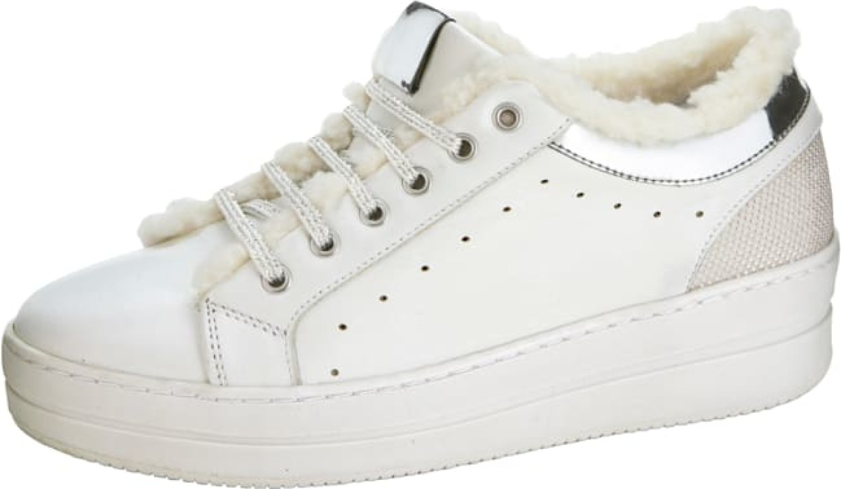 MONA Sneaker met zacht imitatievacht Wit