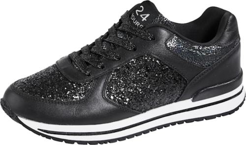 Sneaker van een chique materialenmix 24 Hours Zwart