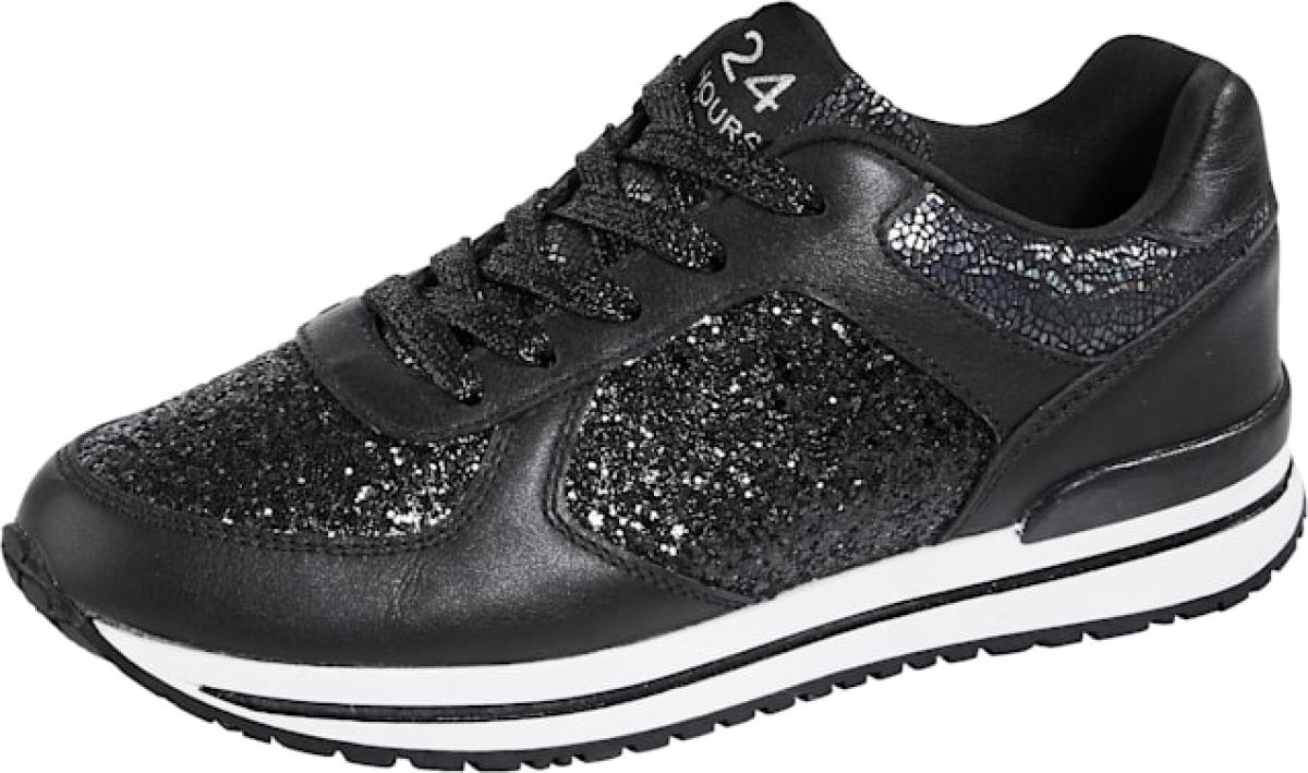 Sneaker van een chique materialenmix 24 Hours Zwart