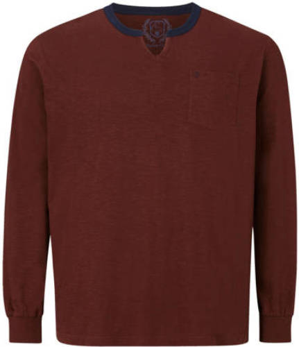 Charles Colby longsleeve EARL FALKON Plus Size donkerrood