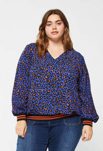 ZINO & JUDY sweater met dierenprint blauw/oranje