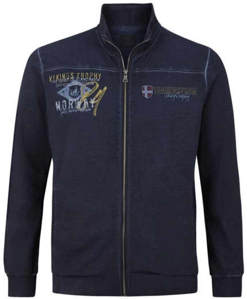 Jan Vanderstorm +FIT Collectie sweatvest SIVID Plus Size met printopdruk donkerblauw