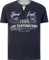 Jan Vanderstorm T-shirt NIELS Plus Size met printopdruk donkerblauw
