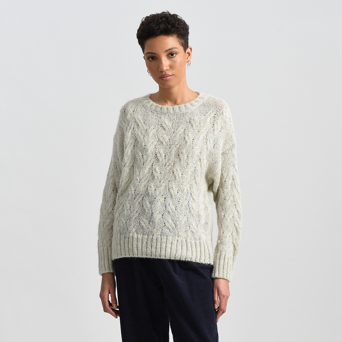 Molly Bracken Trui met ronde hals, kabelmotief