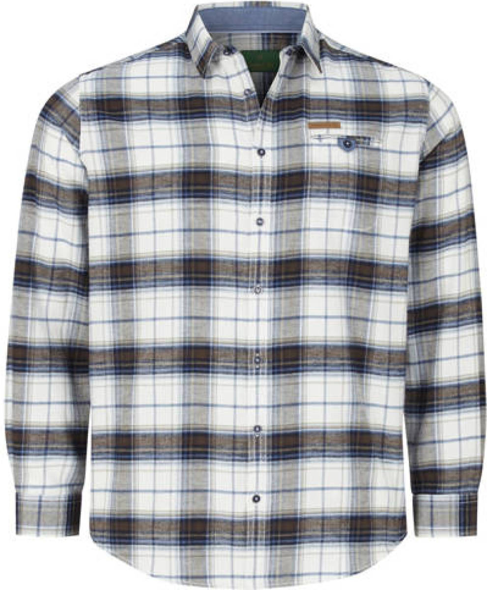 Charles Colby +FIT Collectie geruit regular fit overhemd DUKE WILLOW Plus Size blauw