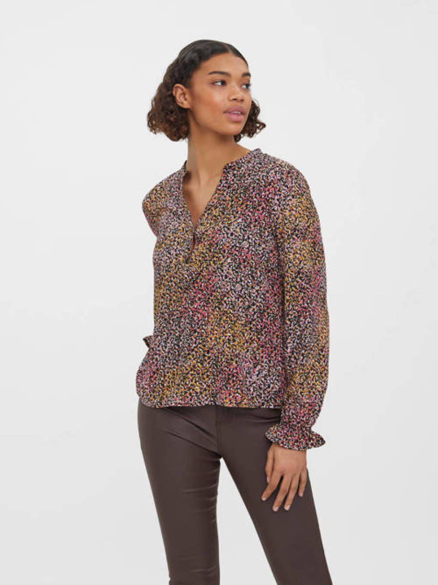 VERO MODA geweven top VMLOTUS van gerecycled polyester multi