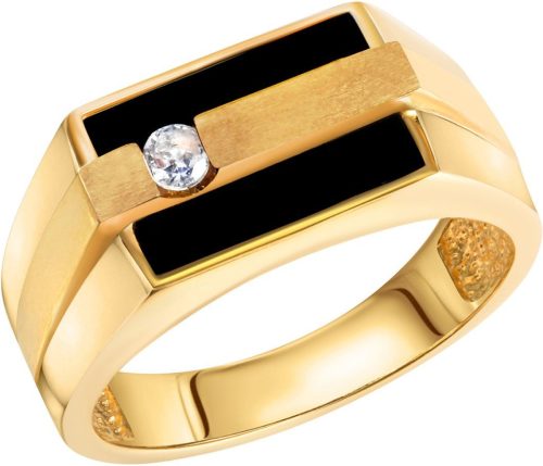 Firetti Zilveren ring Ringkroon in hoekig model en mat/glans-look met onyx, zirkoon (synthetisch)