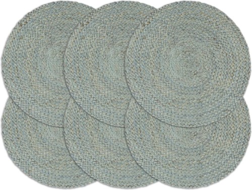 VidaXL Placemats 6 st rond 38 cm jute olijfgroen