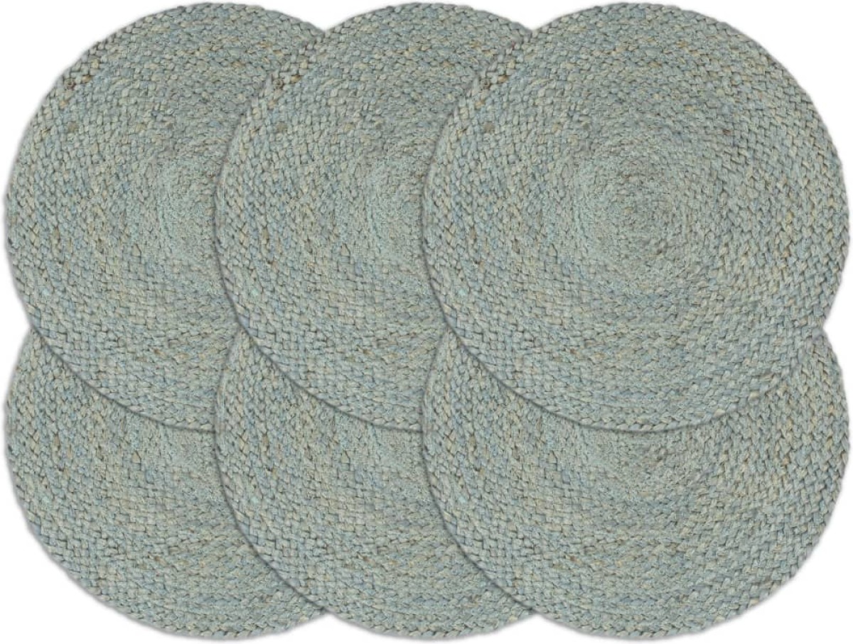 VidaXL Placemats 6 st rond 38 cm jute olijfgroen