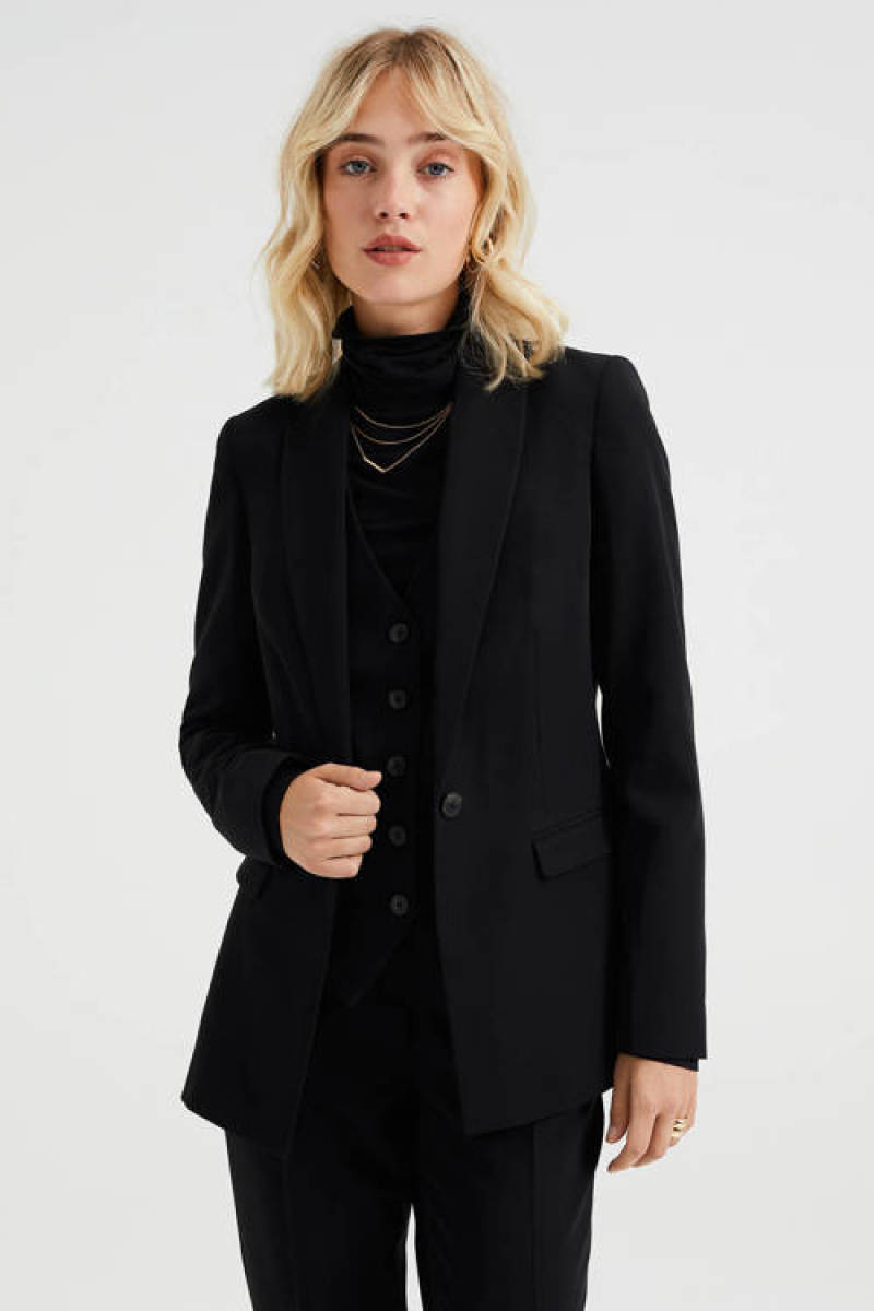WE Fashion aansluitende geweven blazer zwart