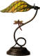 Clayre & Eef Tiffany Bureaulamp Met Libelle - Oranje, Groen, Geel - Glas, Metaal