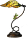 Clayre & Eef Tiffany Bureaulamp Met Libelle - Oranje, Groen, Geel - Glas, Metaal
