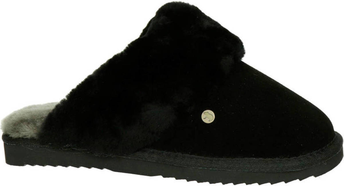 Warmbat Australia suède pantoffels zwart