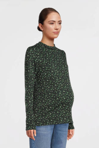 ONLY MATERNITY gebloemde zwangerschapstop OLMPELLA zwart/groen