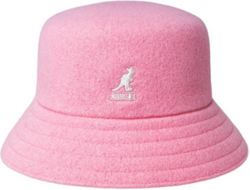 Kangol wollen bucket hat met logo roze