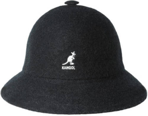 Kangol wollen bucket hat met logo zwart