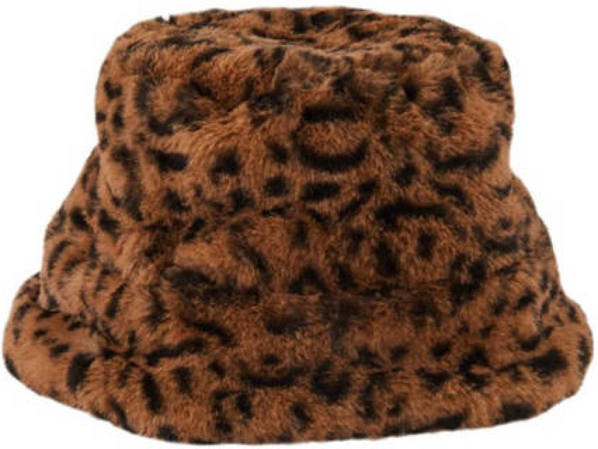 little PIECES bucket hat LPNIA met panterprint bruin