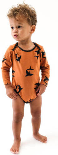 Wildfish romper met all over print oranjebruin/zwart