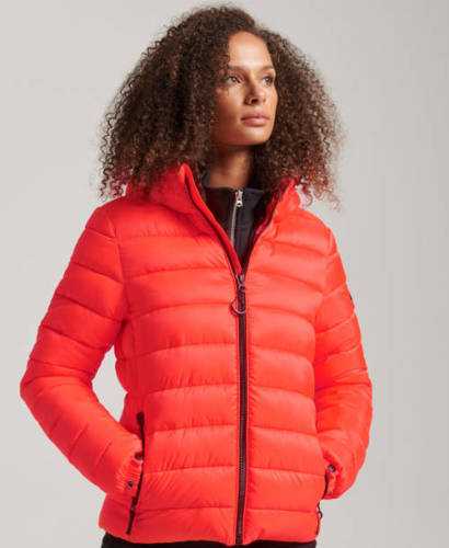 Superdry gewatteerde jas koraalrood