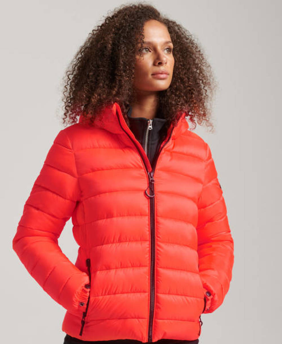 Superdry gewatteerde jas koraalrood