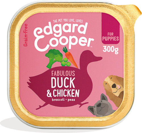 18x Edgard&Cooper Kuipje Vers Vlees Puppy Eend - Kip 300 gr