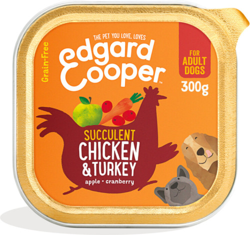 18x Edgard&Cooper Kuipje Vers Vlees Kip - Kalkoen 300 gr