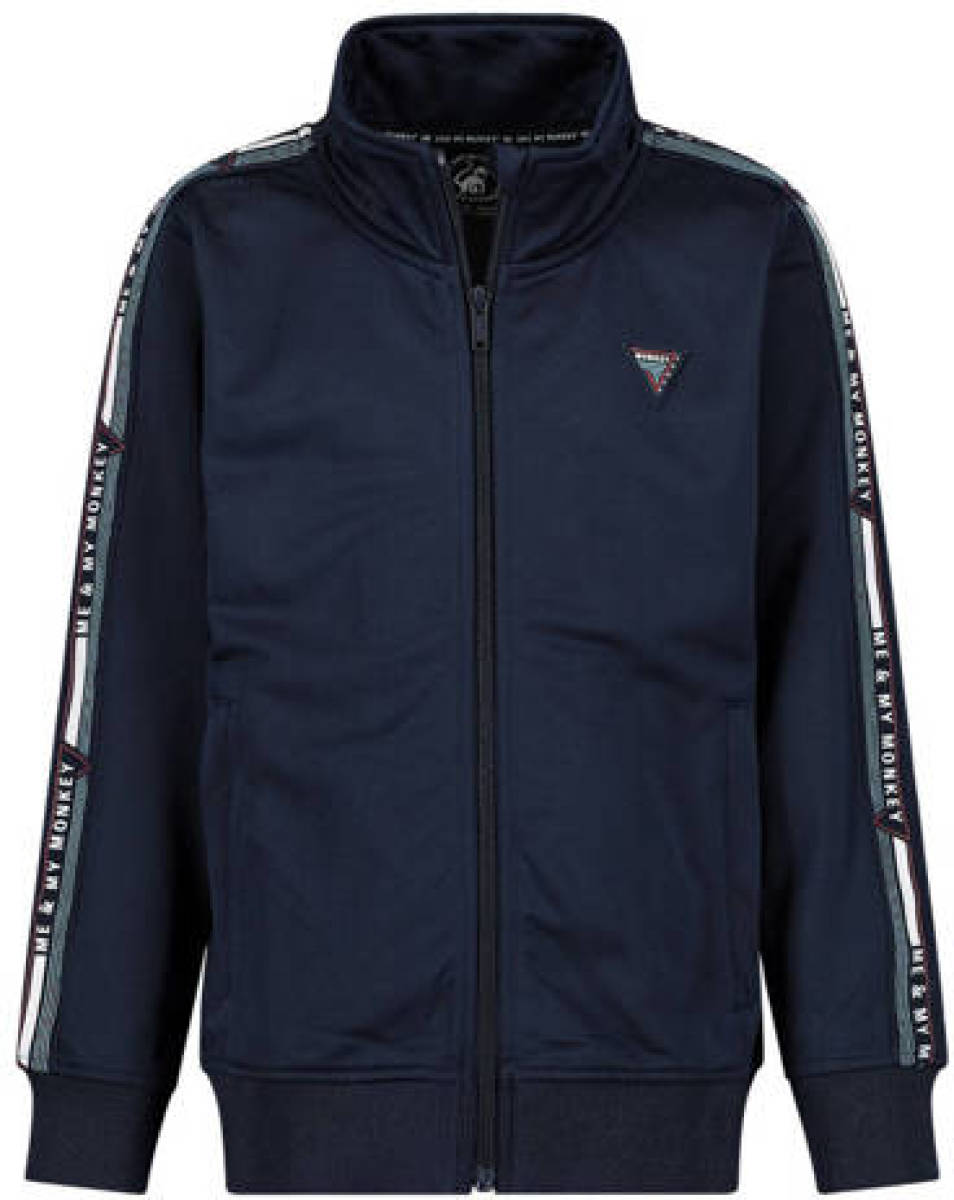 Me & My Monkey sweatvest met tekst donkerblauw