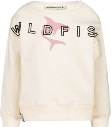 Wildfish sweater met printopdruk ecru/lichtroze