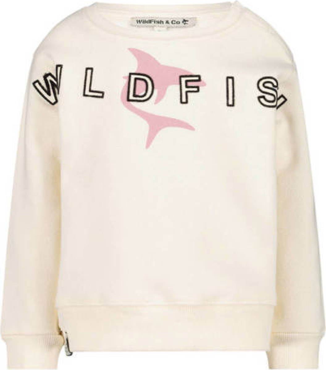Wildfish sweater met printopdruk ecru/lichtroze