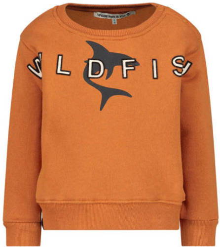 Wildfish sweater met printopdruk oranjebruin