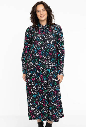 Yoek Loretta's favourites midi-jurk van travelstof DOLCE zwart/roze/blauw