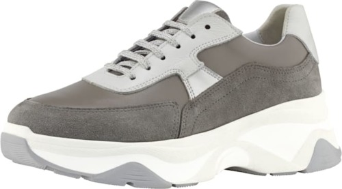 MONA Sneaker van een mooie leermix Grijs/Wit/Zilverkleur