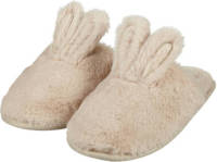 Apollo pantoffels van imitatiebont met bunny oren beige