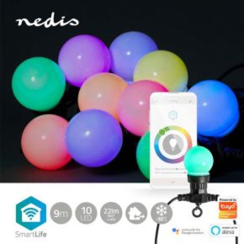 Nedis SmartLife Decoratieve LED | Feestverlichting | Wi-Fi | RGB | 10 LED's | 9.00 m | Android© / IOS
