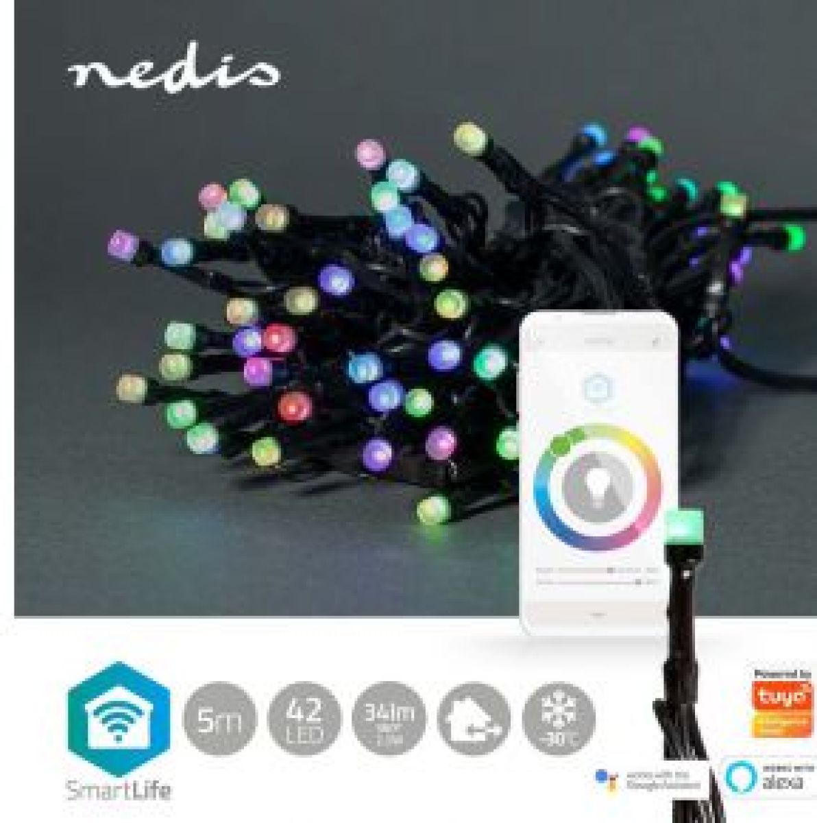 Nedis SmartLife Decoratieve LED | Koord | Wi-Fi | RGB | 42 LED's | 5.00 m | Android© / IOS