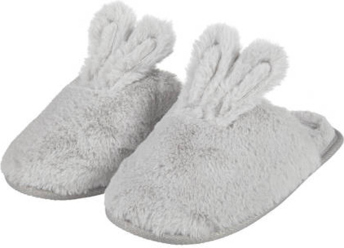 Apollo pantoffels van imitatiebont met bunny oren lichtgrijs