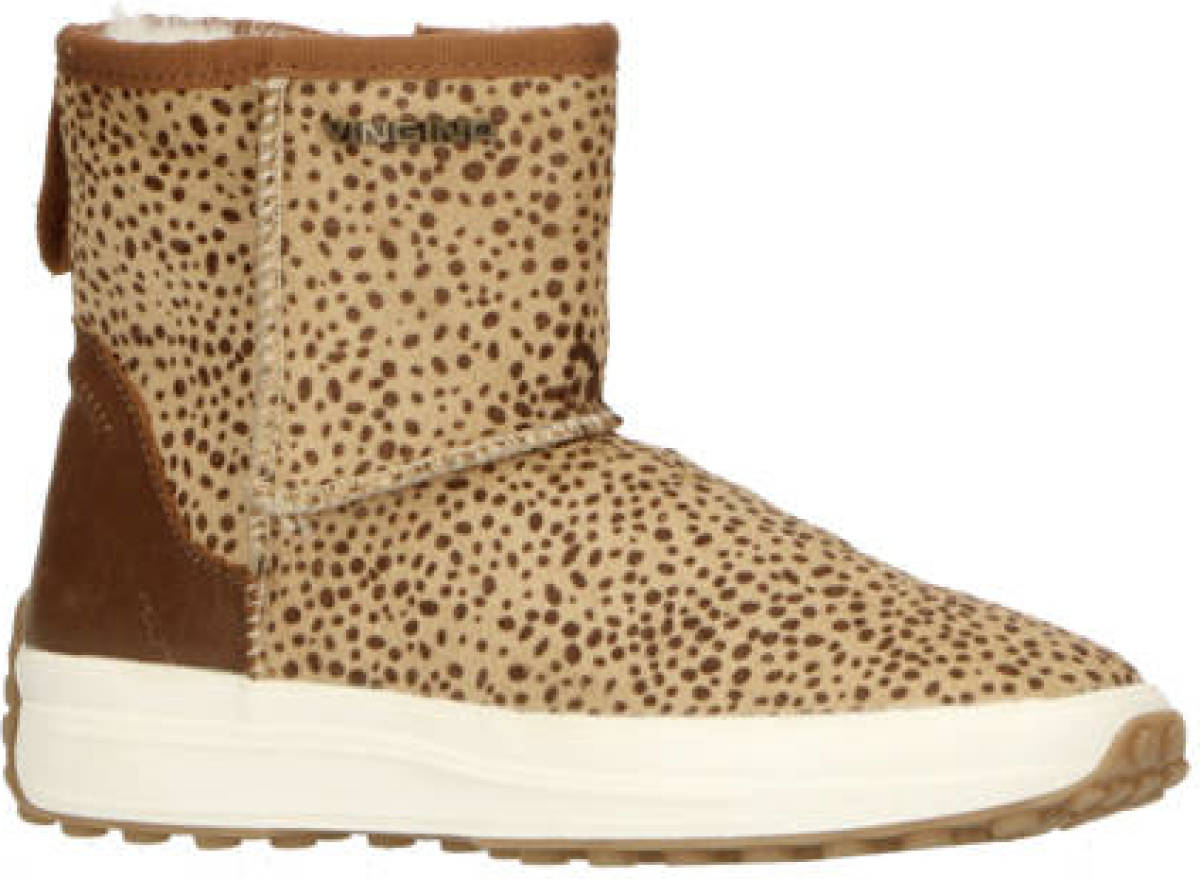 Vingino Daphne leren enkelboots met panterprint bruin
