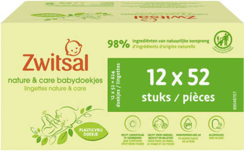 Zwitsal Nature & Care Billendoekjes - 12 x 52 stuks - voordeelverpakking