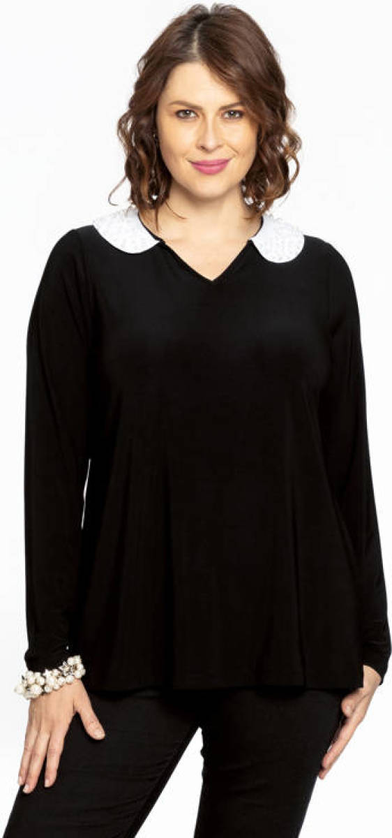 Yoek top DOLCE van travelstof zwart/wit