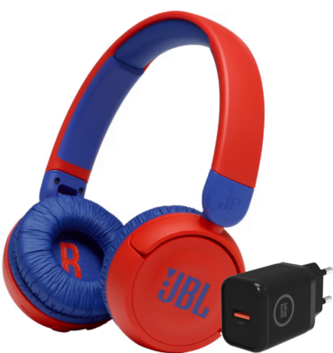 JBL JR310BT Rood + BlueBuilt Quick Charge Oplader met Usb A Poort