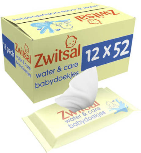 Zwitsal Water & Care Billendoekjes - 12 x 52 stuks - voordeelverpakking