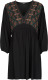 Desigual jurk met borduursels zwart/groen/oranje/paars