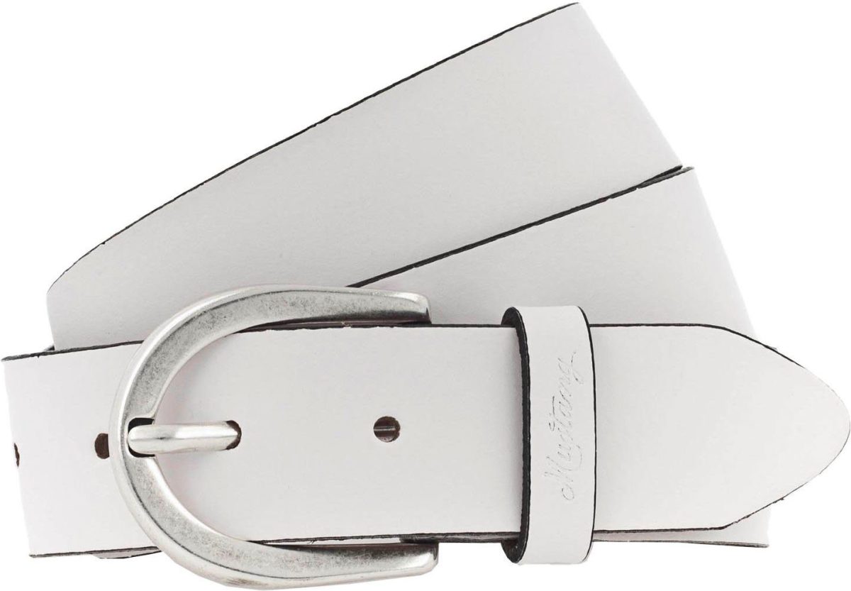 Mustang Leren riem met gestempelde Mustang-logo op de lus