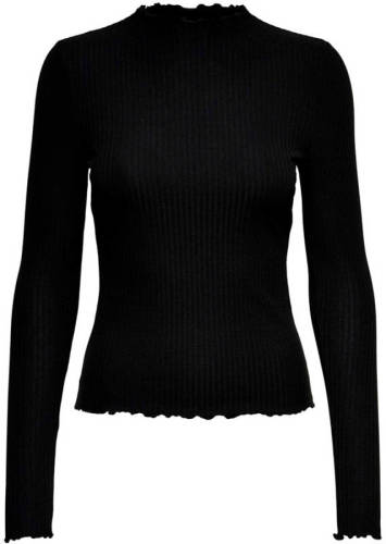 Only top met textuur zwart