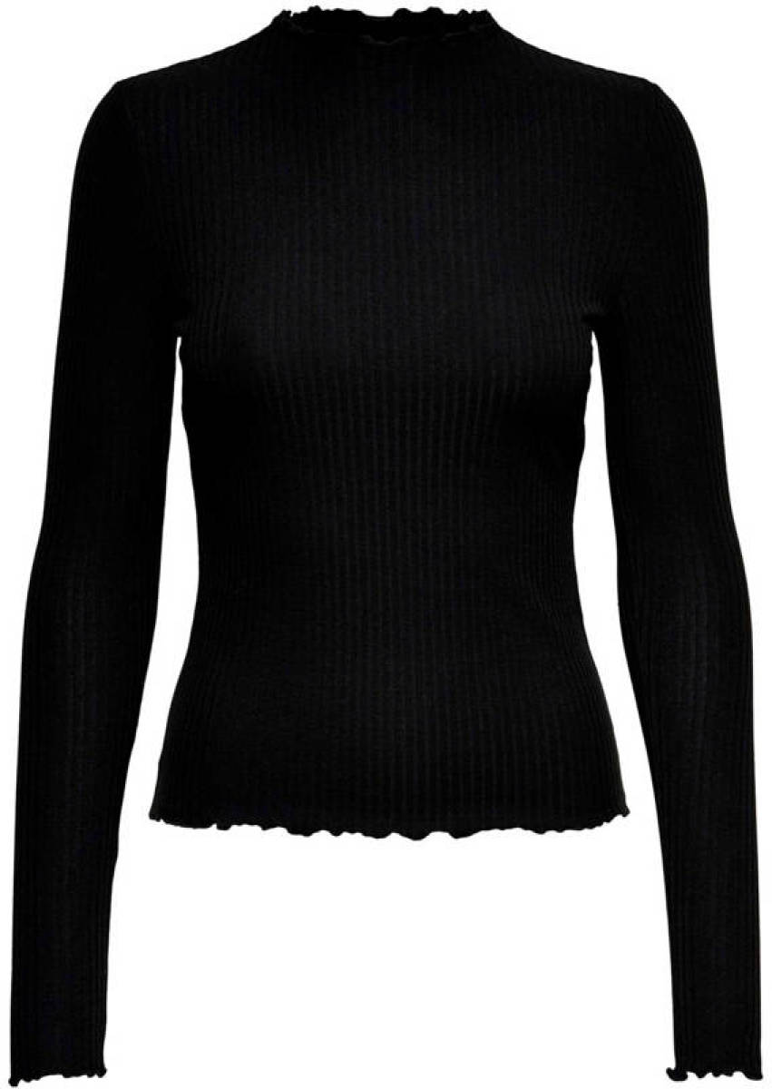 Only top met textuur zwart