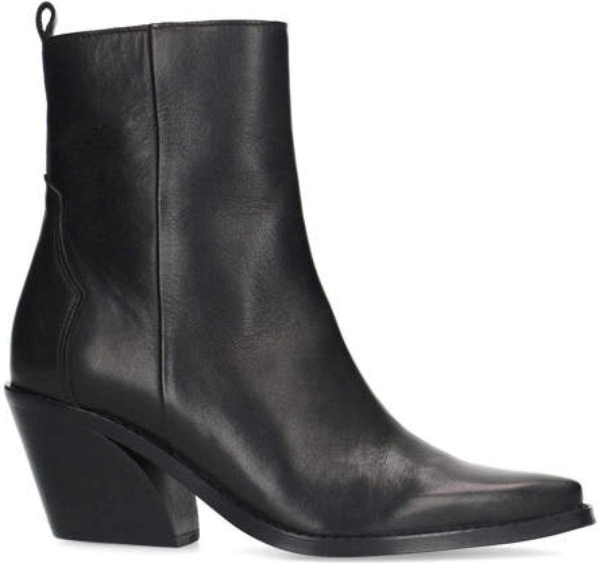 Manfield leren cowboy laarzen zwart