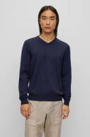 BOSS fijngebreide wollen trui Baram dark blue